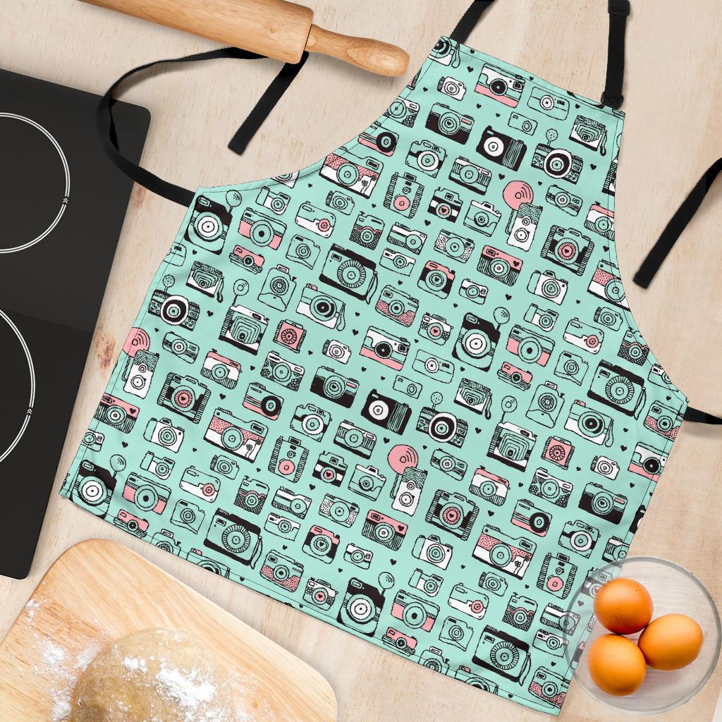 Camera Pastel Pattern Print Women's Apron-grizzshop