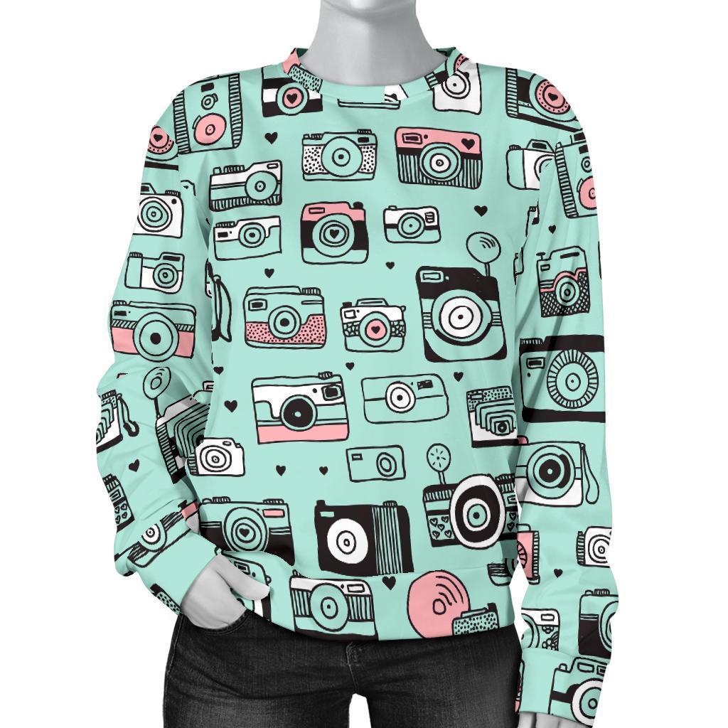 Camera Pastel Pattern Print Women's Sweatshirt-grizzshop