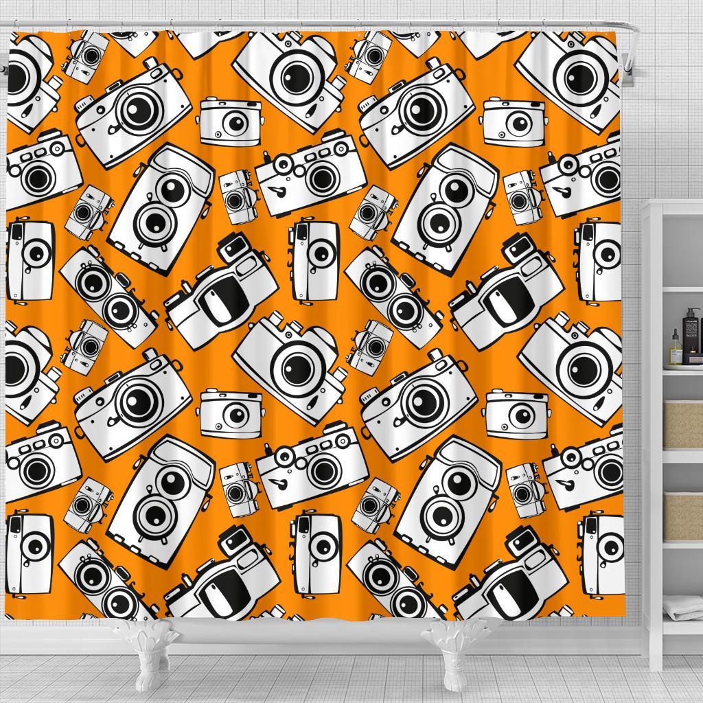 Camera Pattern Print Bathroom Shower Curtain-grizzshop