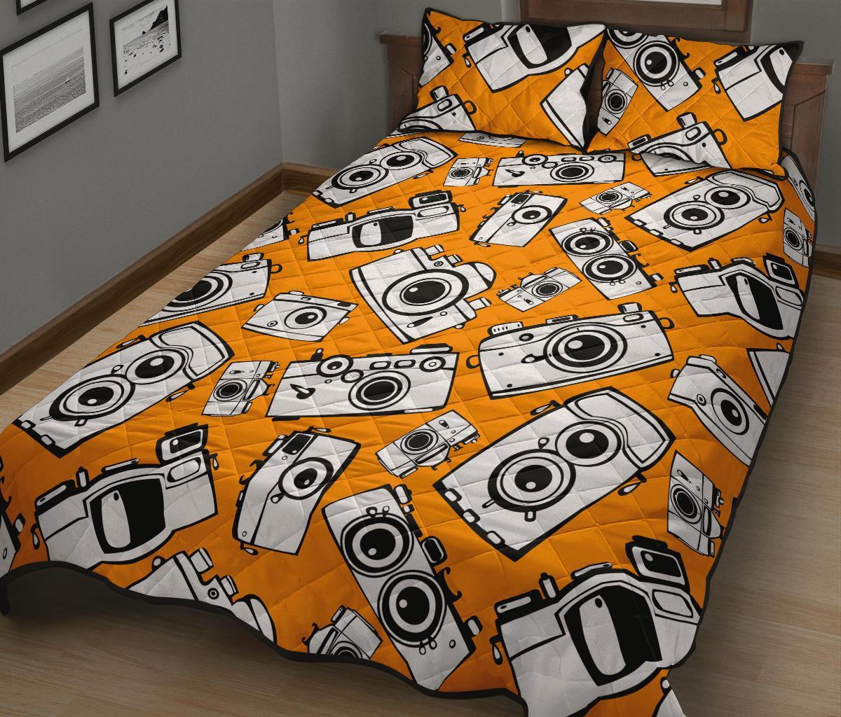 Camera Pattern Print Bed Set Quilt-grizzshop