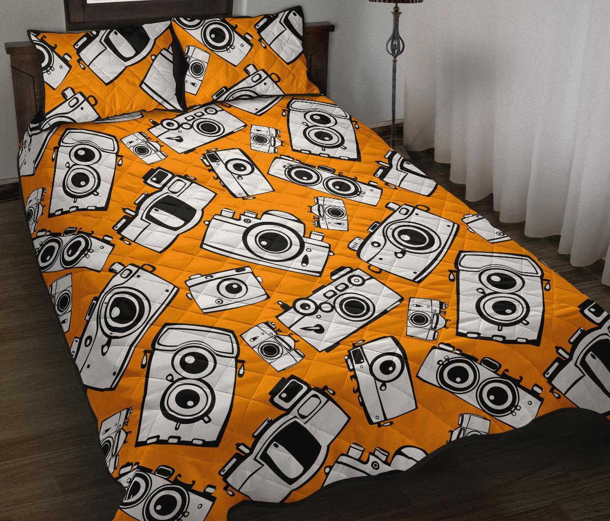 Camera Pattern Print Bed Set Quilt-grizzshop