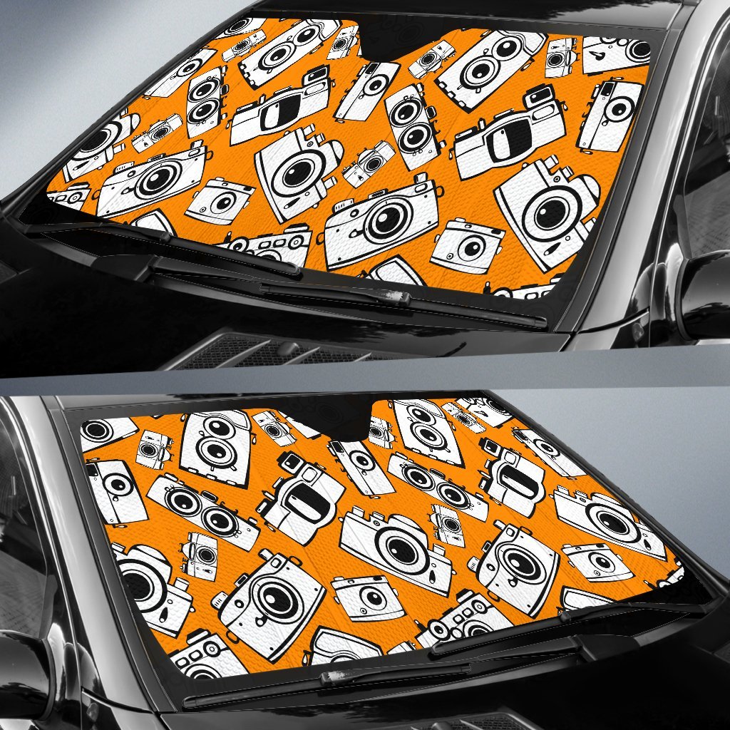 Camera Pattern Print Car Sun Shade-grizzshop