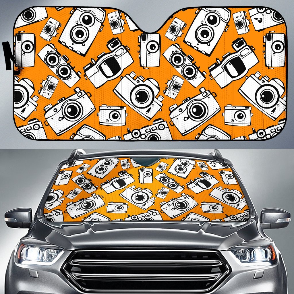 Camera Pattern Print Car Sun Shade-grizzshop