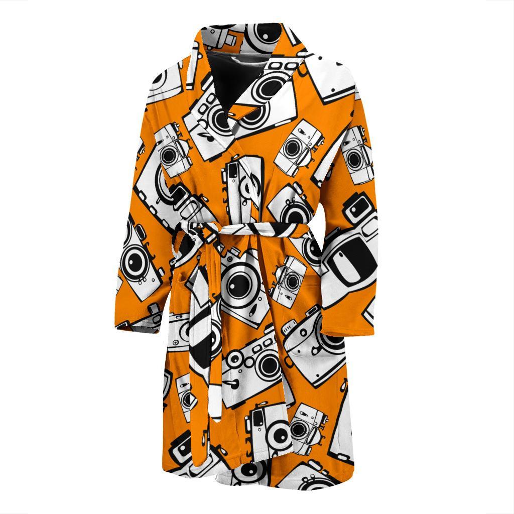 Camera Pattern Print Men Long Robe-grizzshop