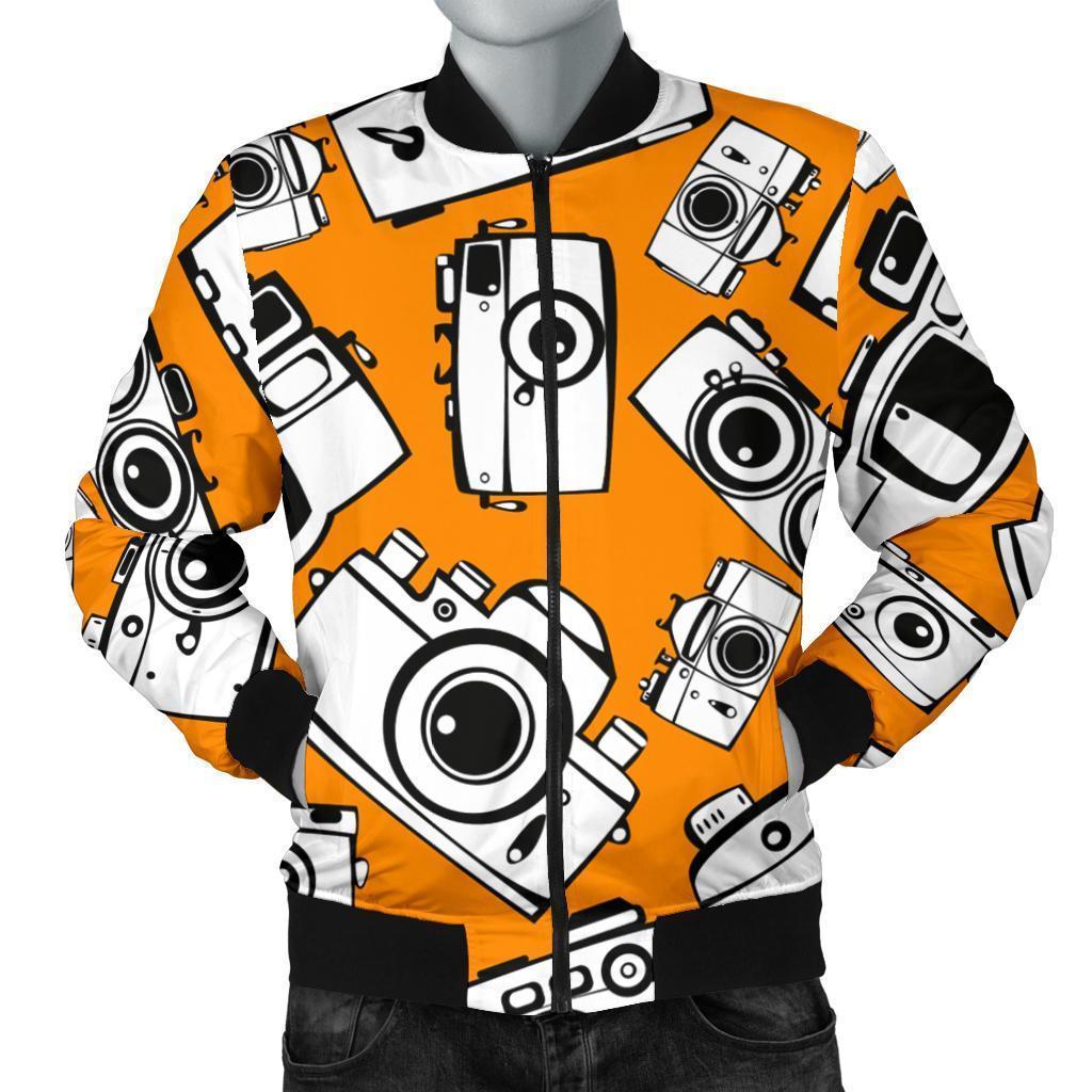 Camera Pattern Print Men's Bomber Jacket-grizzshop