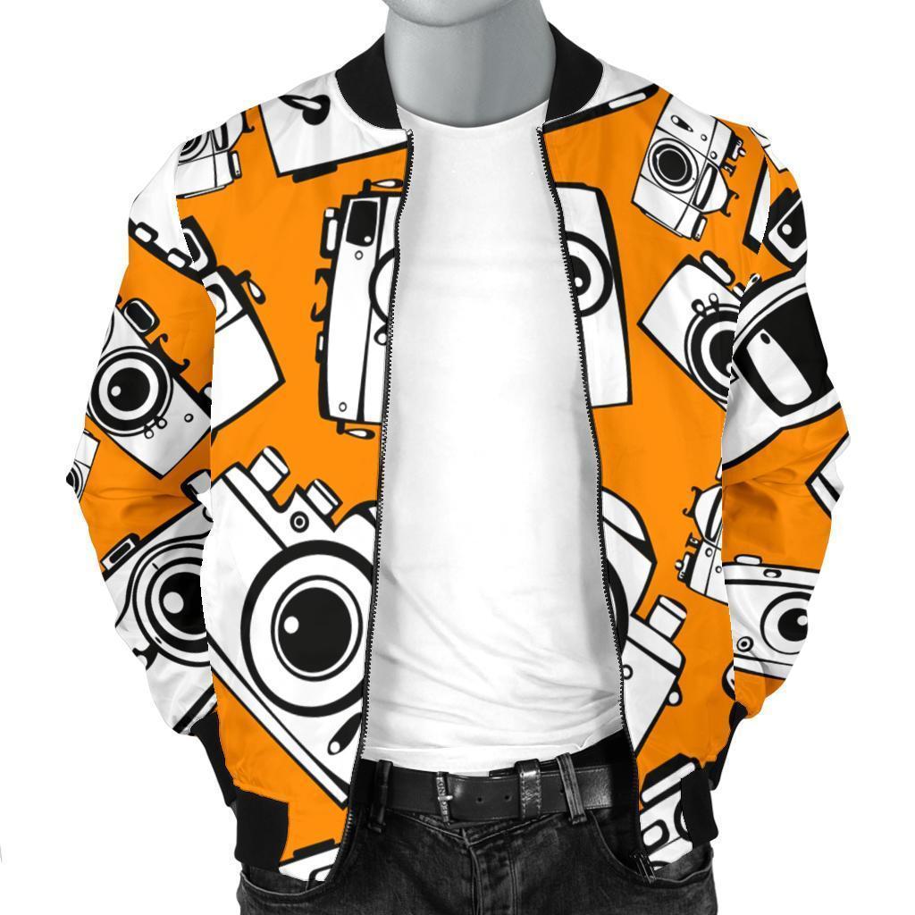 Camera Pattern Print Men's Bomber Jacket-grizzshop