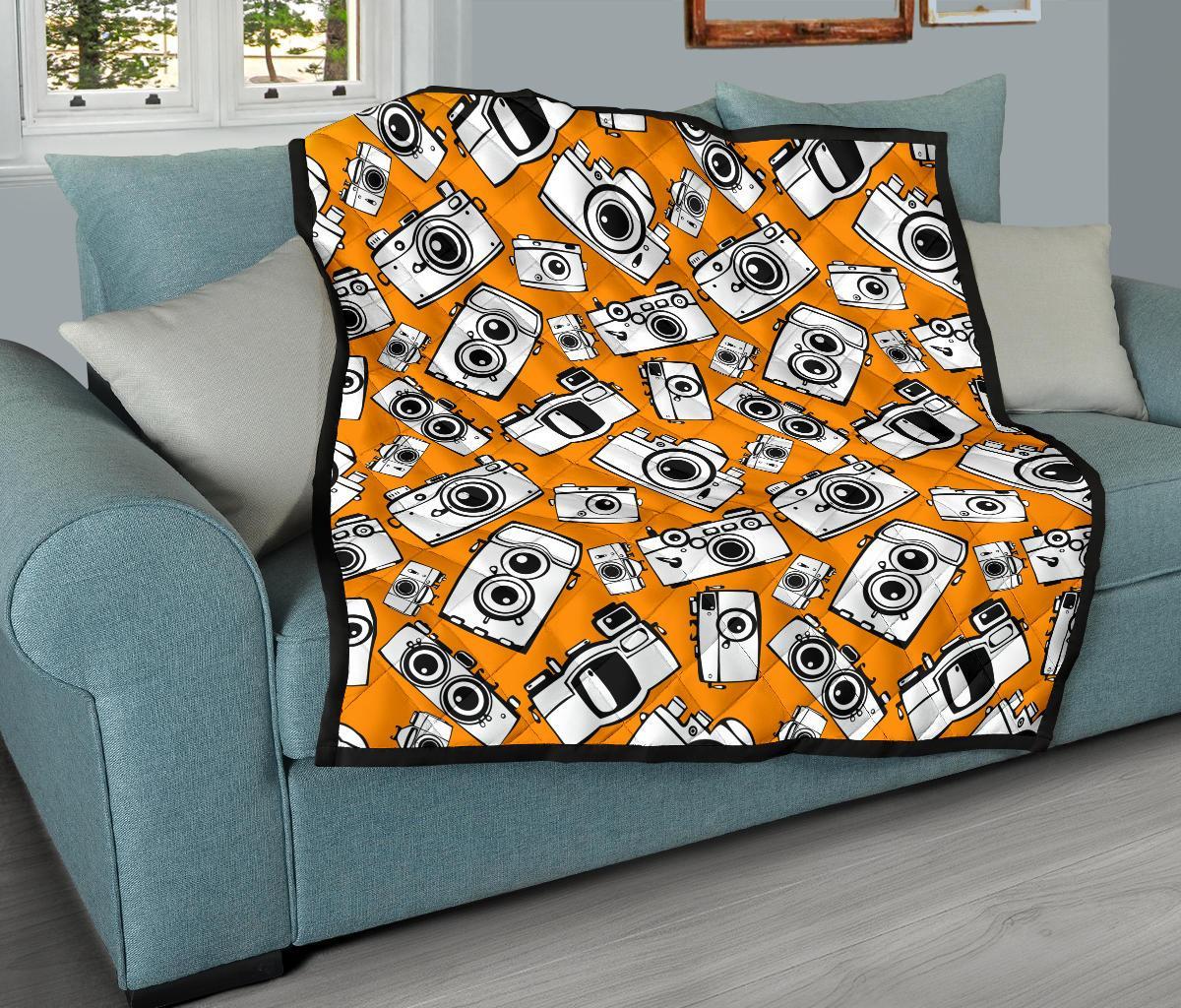 Camera Pattern Print Quilt-grizzshop