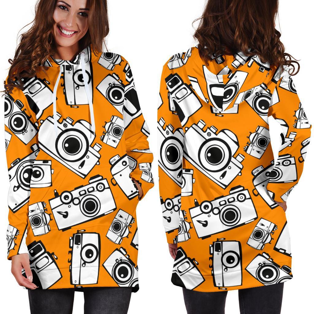 Camera Pattern Print Women Hoodie Dress-grizzshop