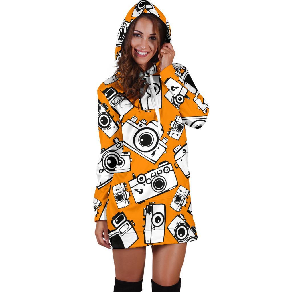 Camera Pattern Print Women Hoodie Dress-grizzshop