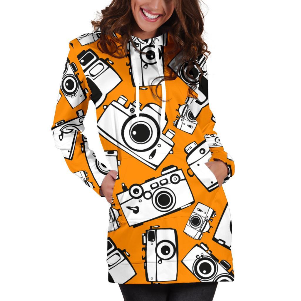 Camera Pattern Print Women Hoodie Dress-grizzshop