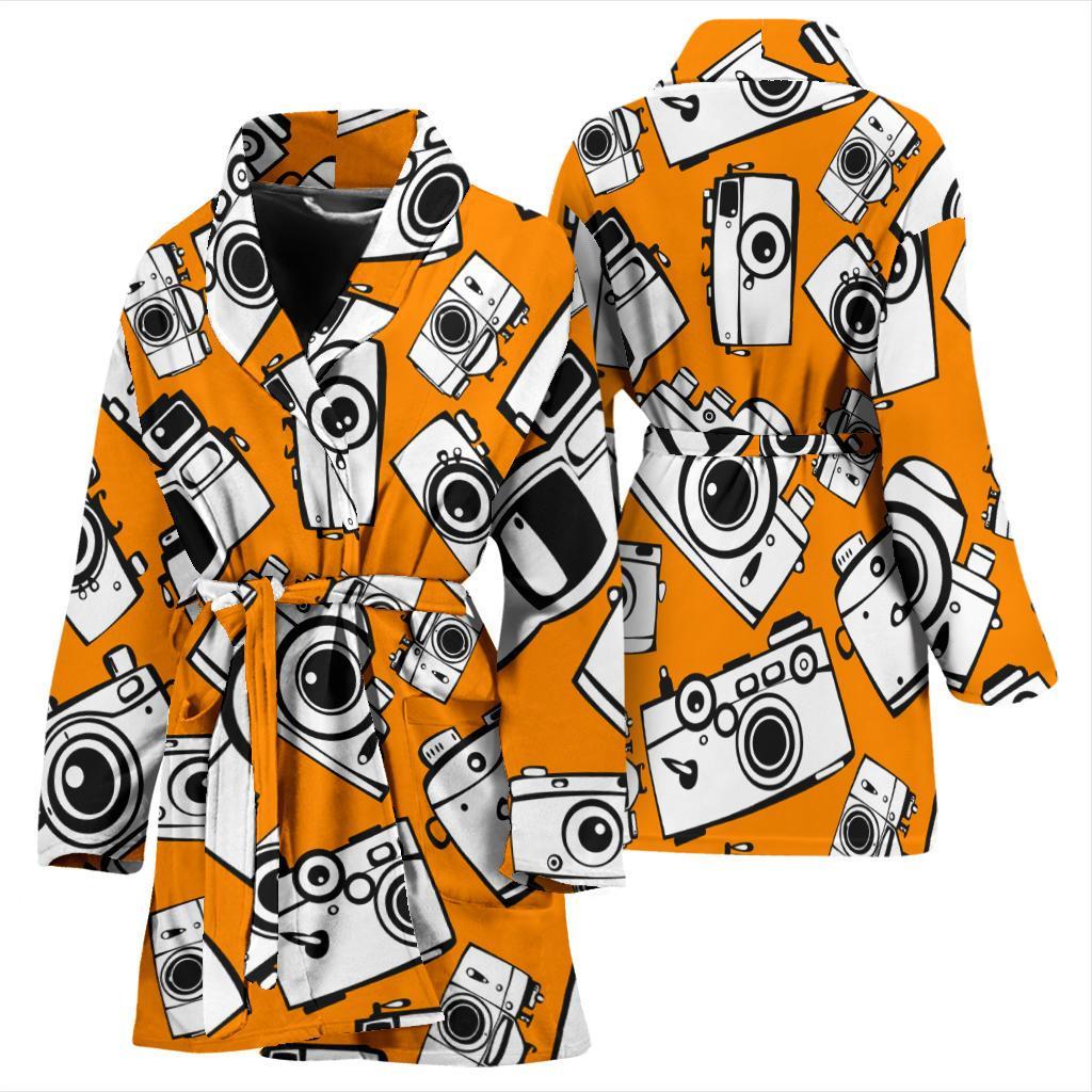 Camera Pattern Print Women Long Robe-grizzshop