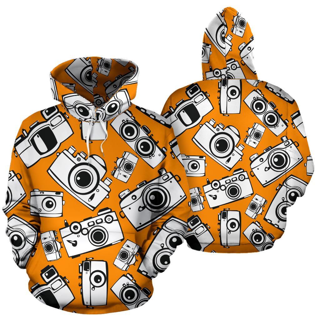 Camera Pattern Print Women Men Pullover Hoodie-grizzshop