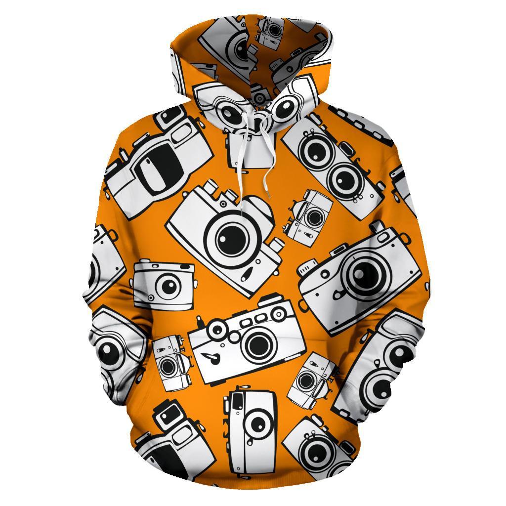 Camera Pattern Print Women Men Pullover Hoodie-grizzshop