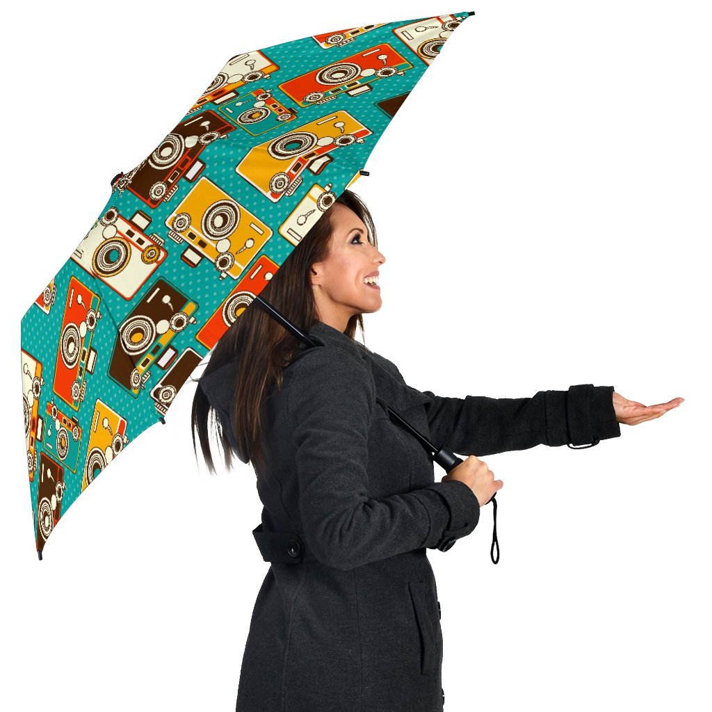 Camera Print Pattern Automatic Foldable Umbrella-grizzshop