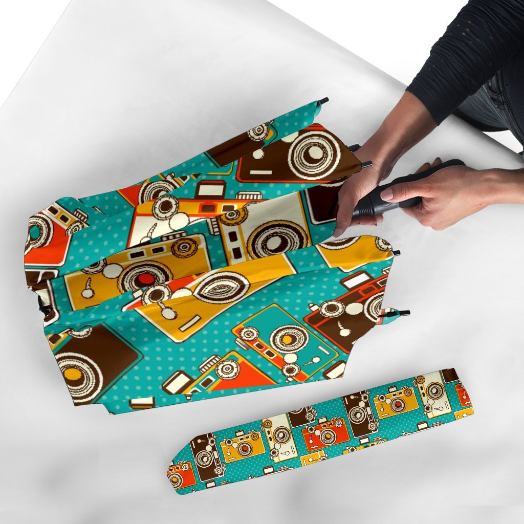 Camera Print Pattern Automatic Foldable Umbrella-grizzshop