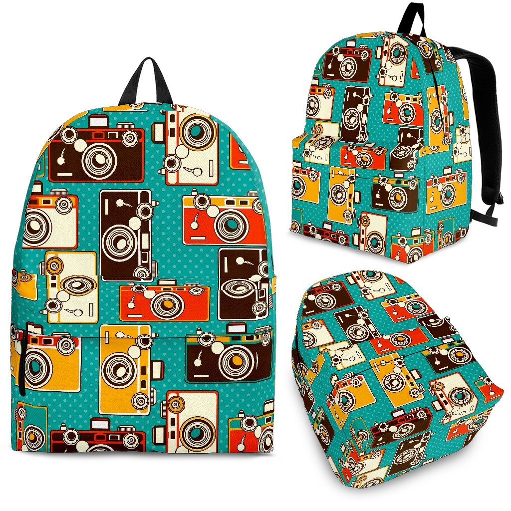 Camera Print Pattern Backpack-grizzshop