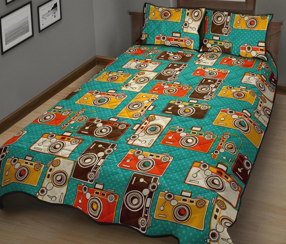 Camera Print Pattern Bed Set Quilt-grizzshop