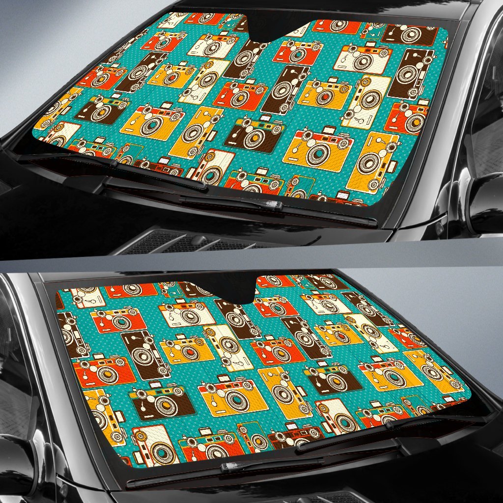 Camera Print Pattern Car Sun Shade-grizzshop