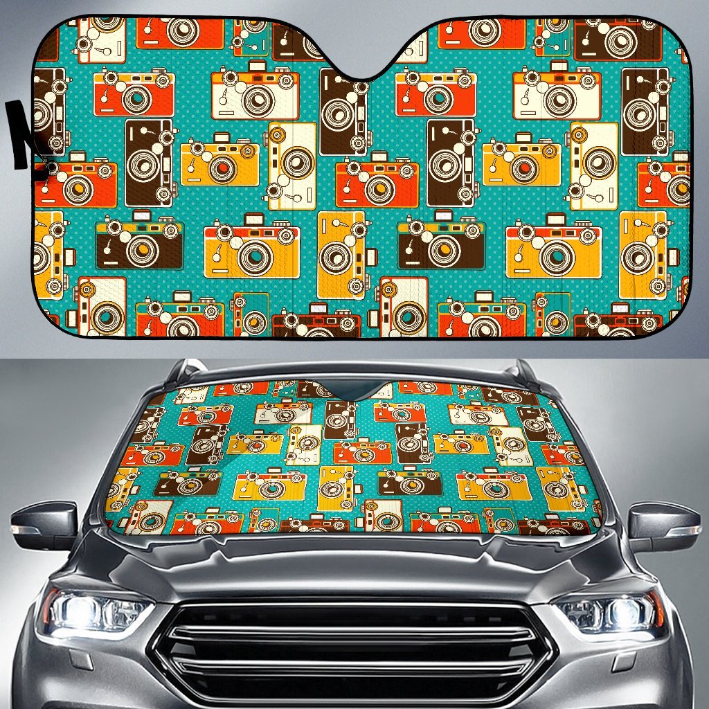 Camera Print Pattern Car Sun Shade-grizzshop