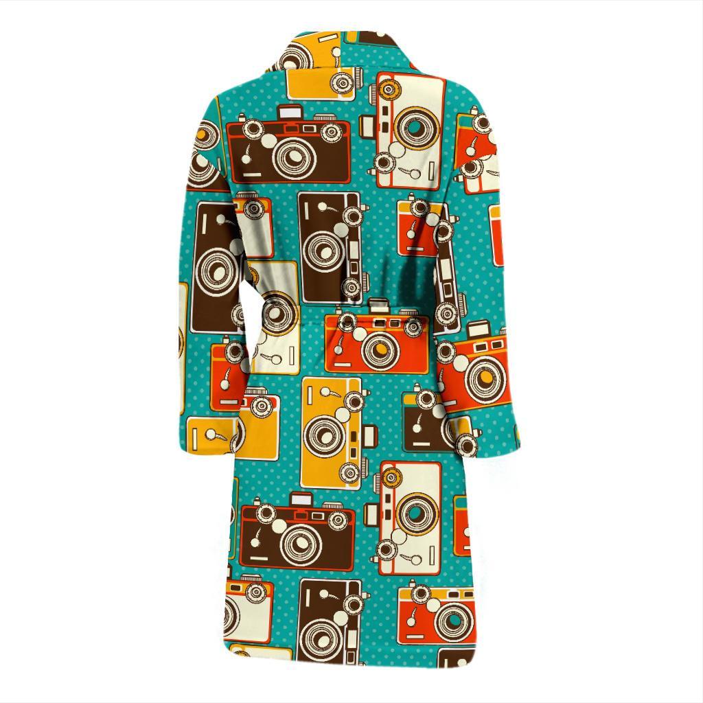 Camera Print Pattern Men Long Robe-grizzshop