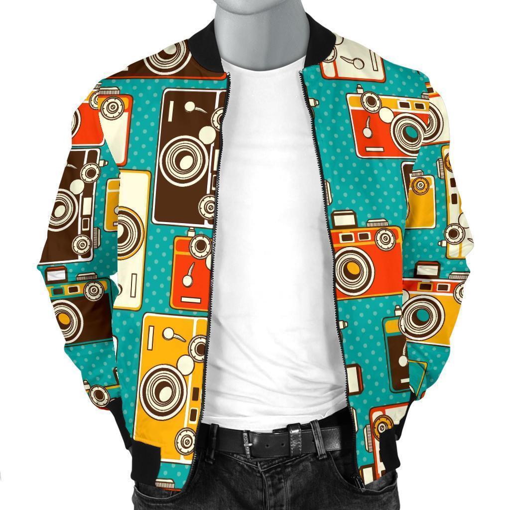 Camera Print Pattern Men's Bomber Jacket-grizzshop