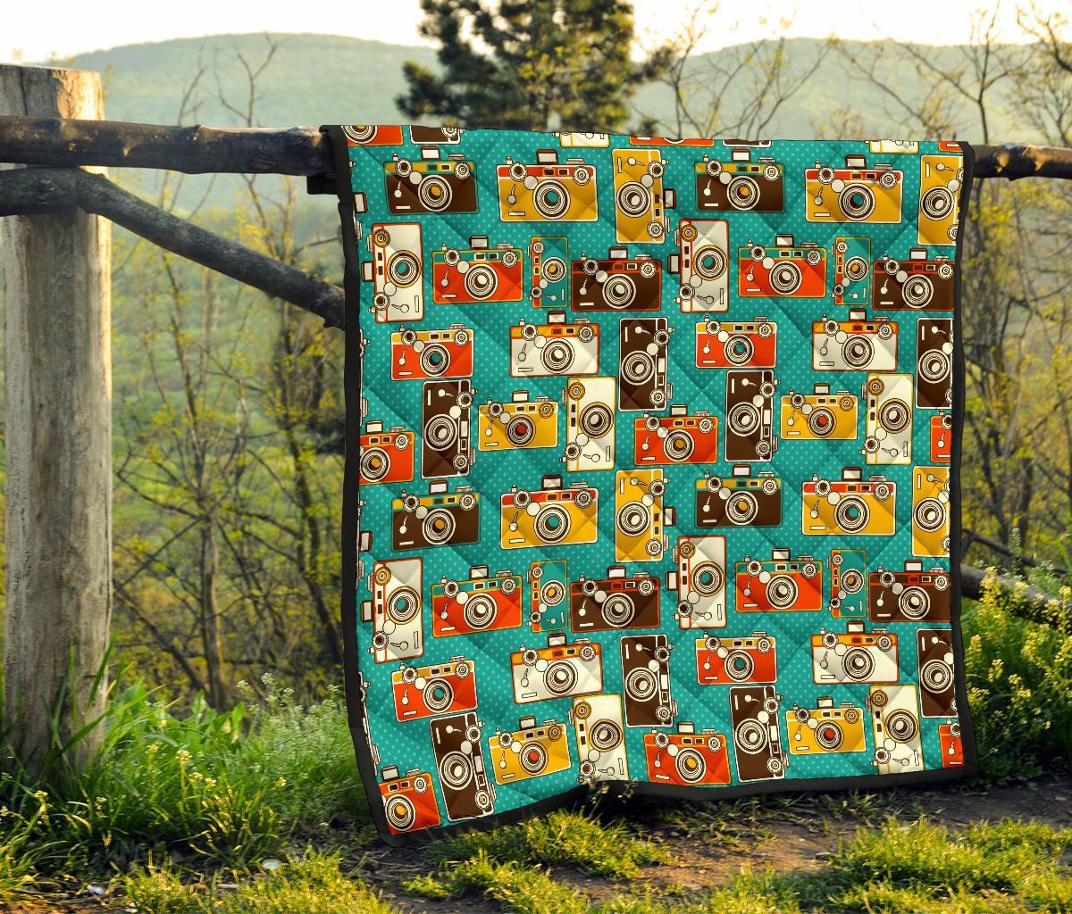Camera Print Pattern Quilt-grizzshop