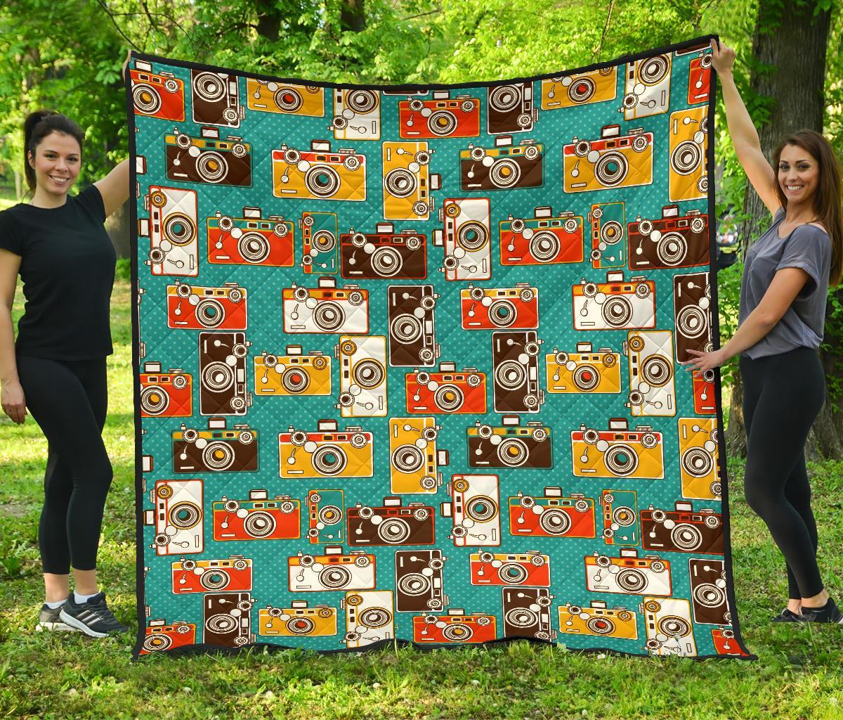 Camera Print Pattern Quilt-grizzshop