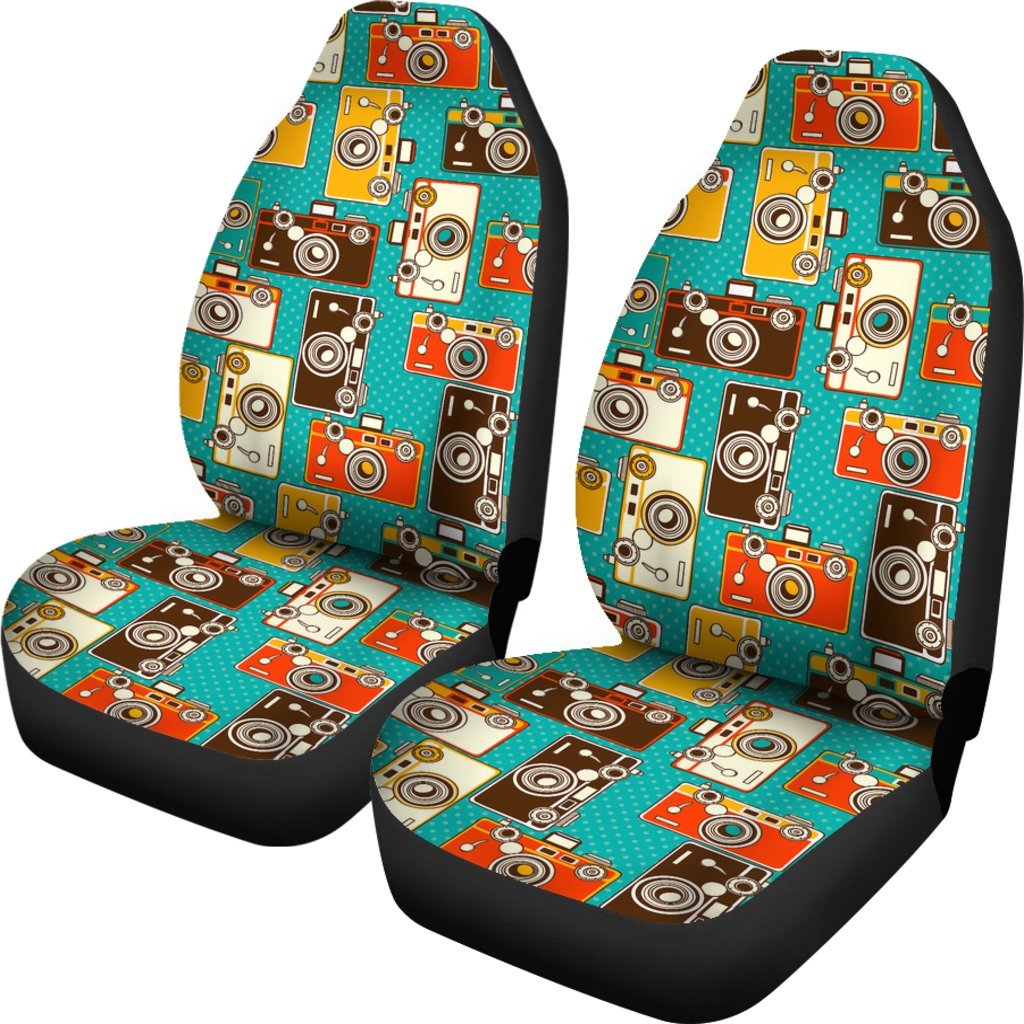 Camera Print Pattern Universal Fit Car Seat Covers-grizzshop