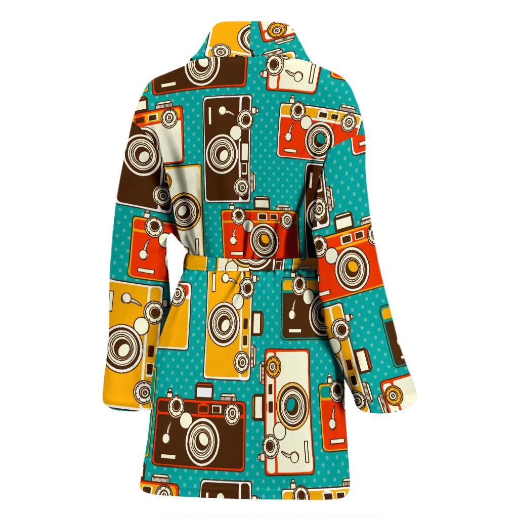 Camera Print Pattern Women Long Robe-grizzshop