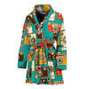 Camera Print Pattern Women Long Robe-grizzshop