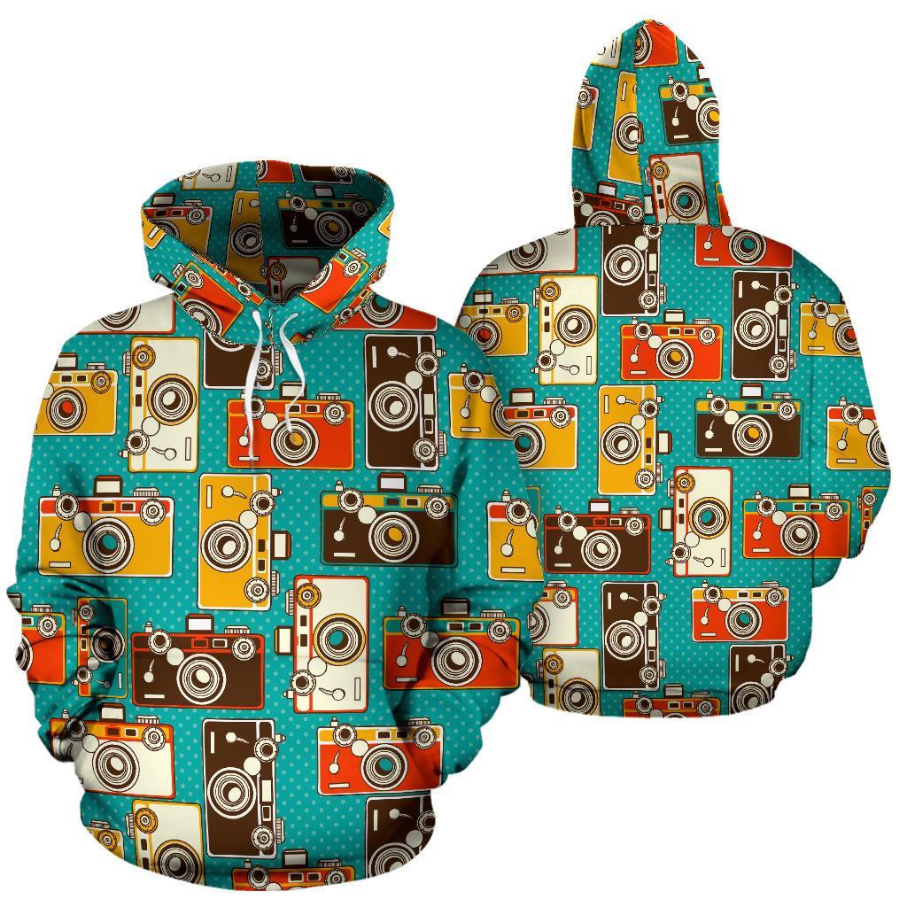 Camera Print Pattern Women Men Pullover Hoodie-grizzshop