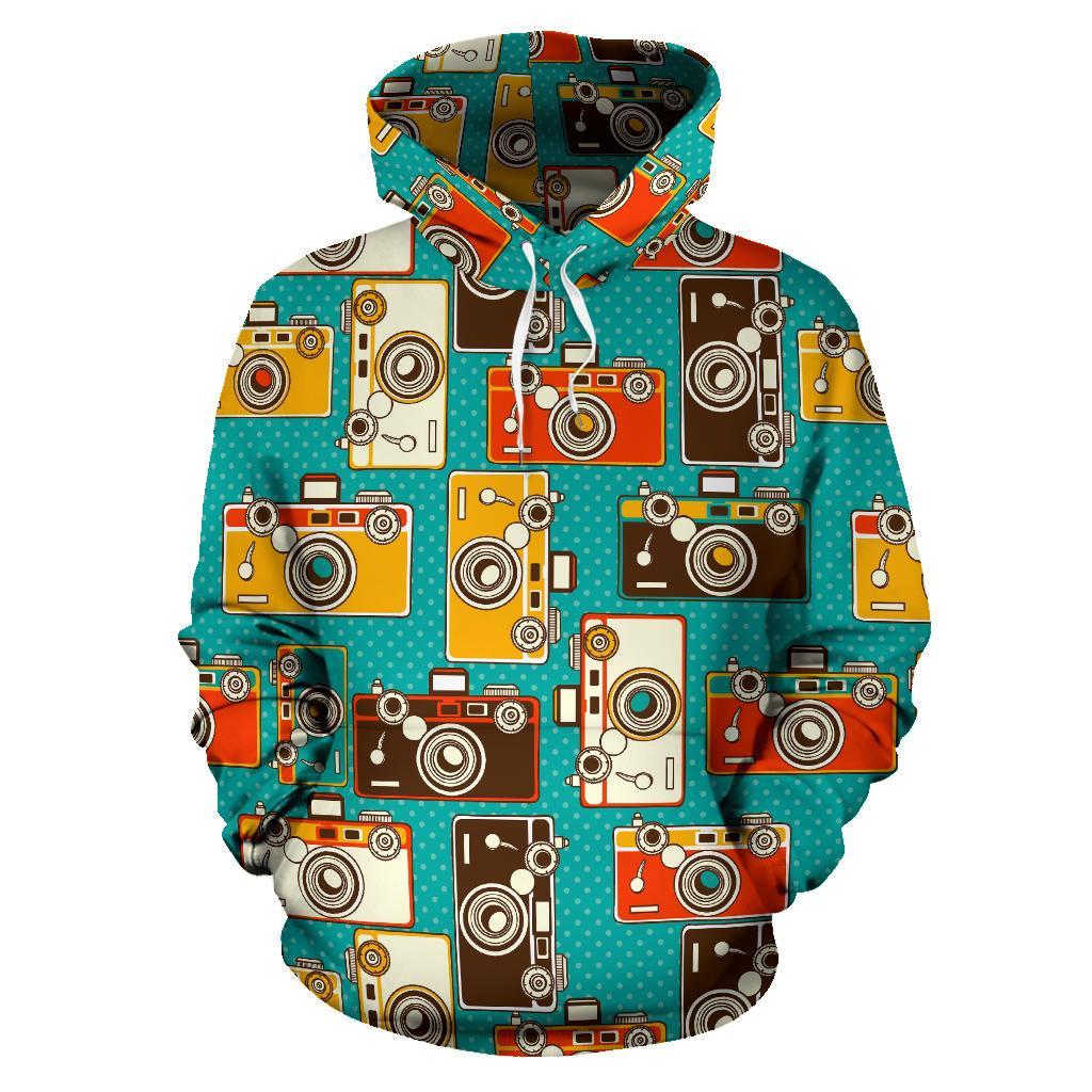 Camera Print Pattern Women Men Pullover Hoodie-grizzshop
