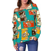 Camera Print Pattern Women Off Shoulder Sweatshirt-grizzshop