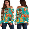 Camera Print Pattern Women Off Shoulder Sweatshirt-grizzshop