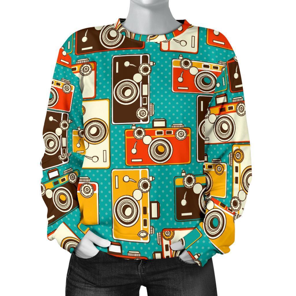 Camera Print Pattern Women's Sweatshirt-grizzshop