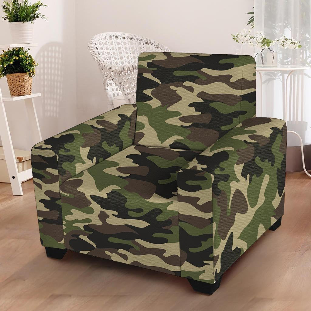 Camo Camouflage Print Armchair Cover-grizzshop