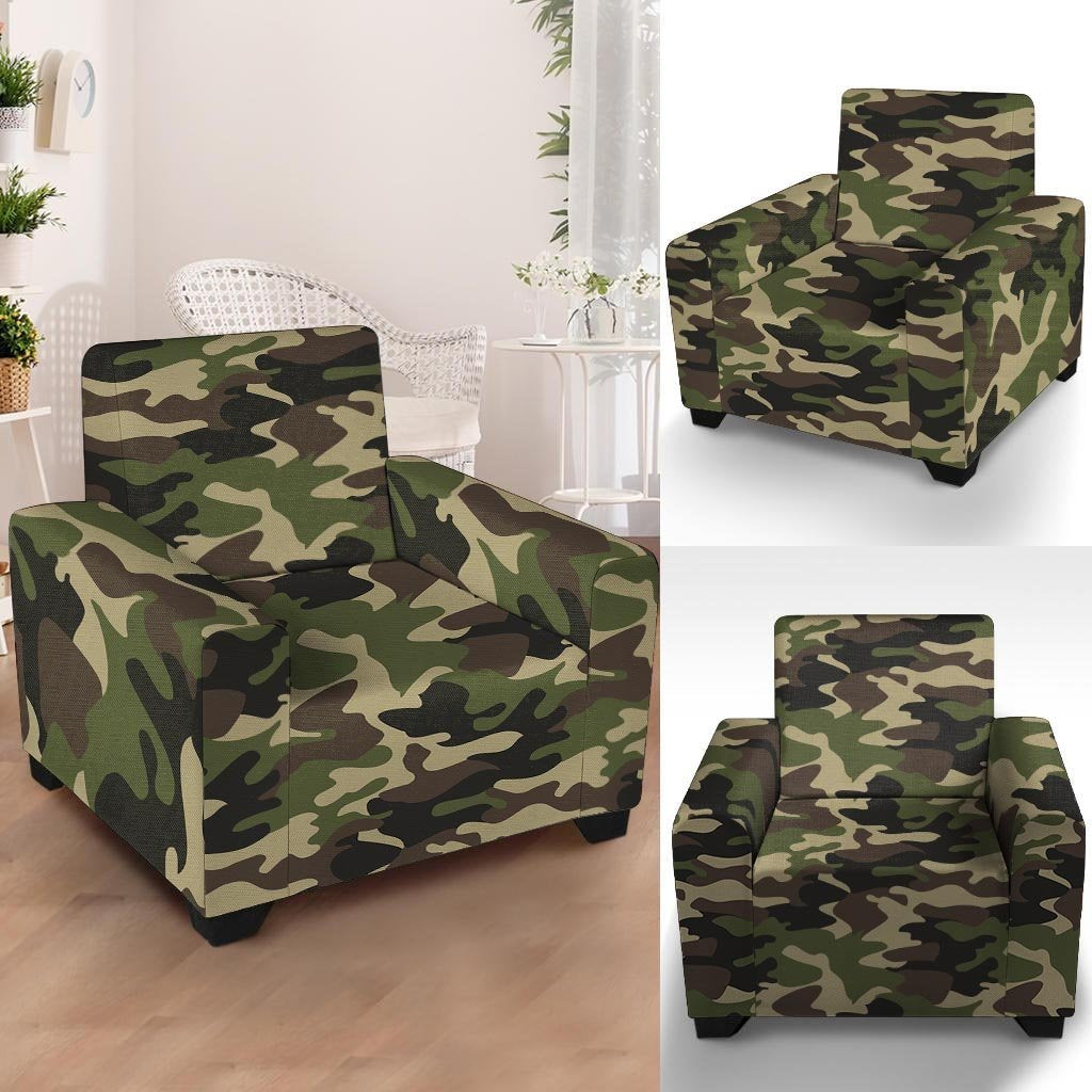 Camo Camouflage Print Armchair Cover-grizzshop