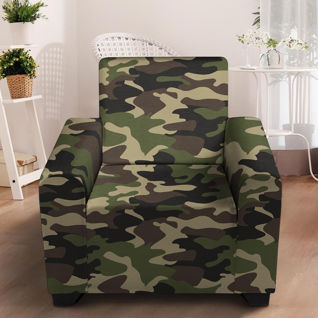 Camo Camouflage Print Armchair Cover-grizzshop