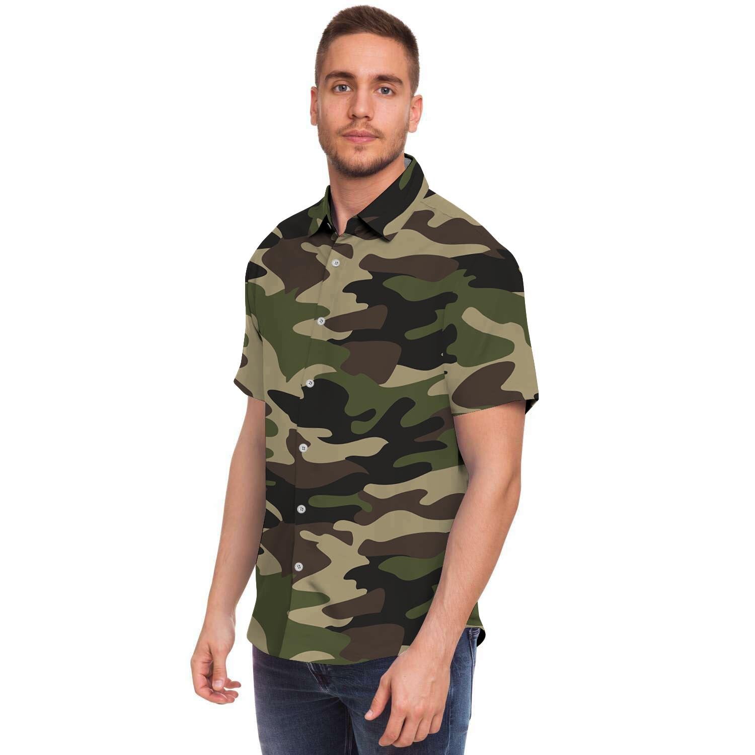 Camo Camouflage Print Men's Short Sleeve Shirt-grizzshop