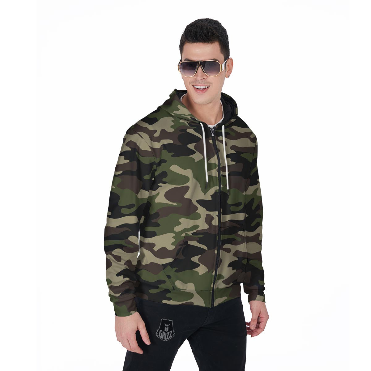 Camo Camouflage Print Men's Zip Up Hoodie-grizzshop