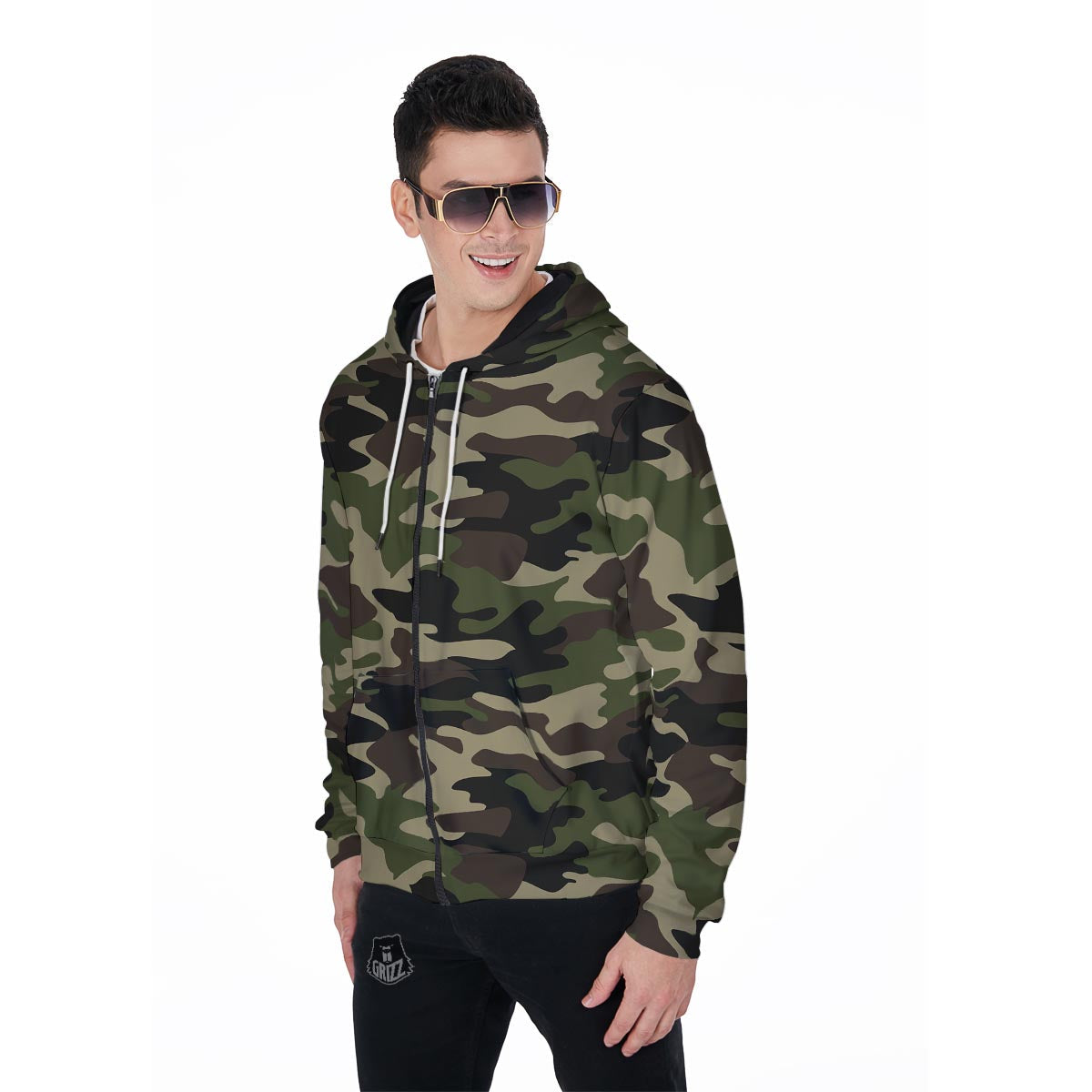 Camo Camouflage Print Men's Zip Up Hoodie-grizzshop