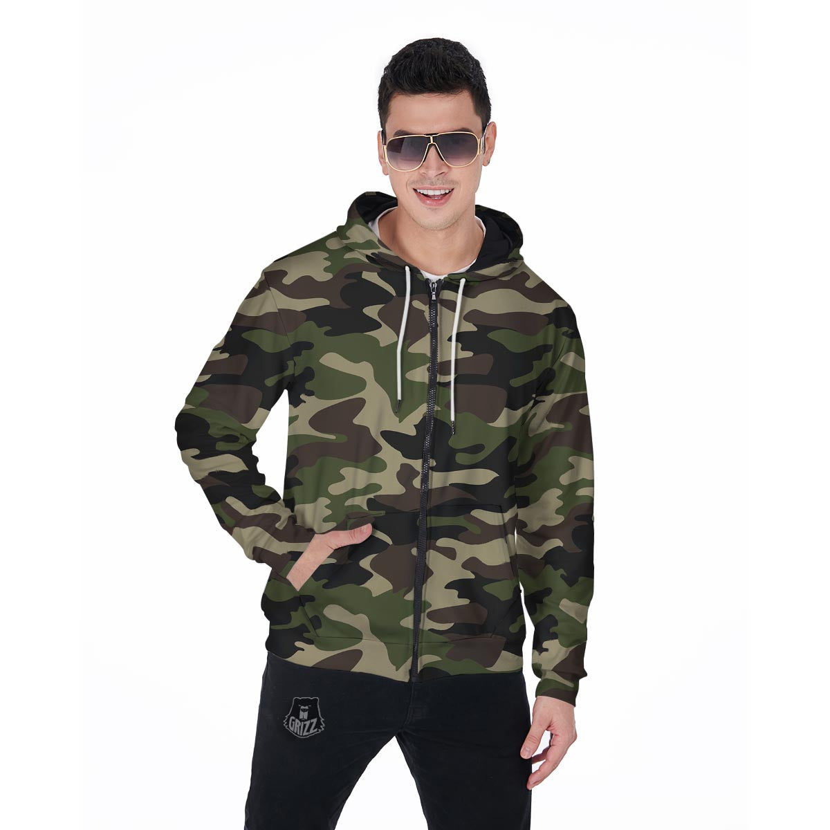Camo Camouflage Print Men's Zip Up Hoodie-grizzshop