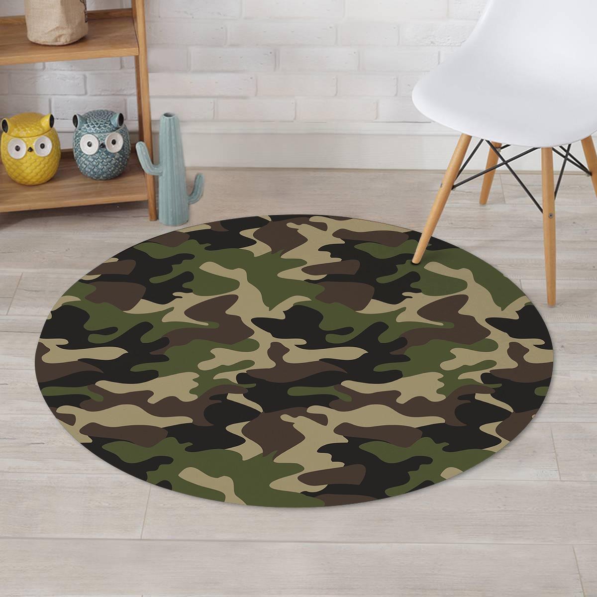 Camo Camouflage Print Round Rug-grizzshop