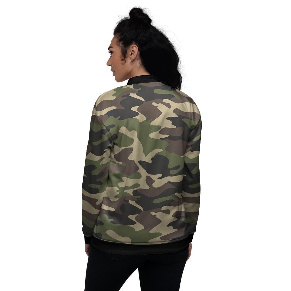 Camo Camouflage Print Women's Bomber Jacket-grizzshop