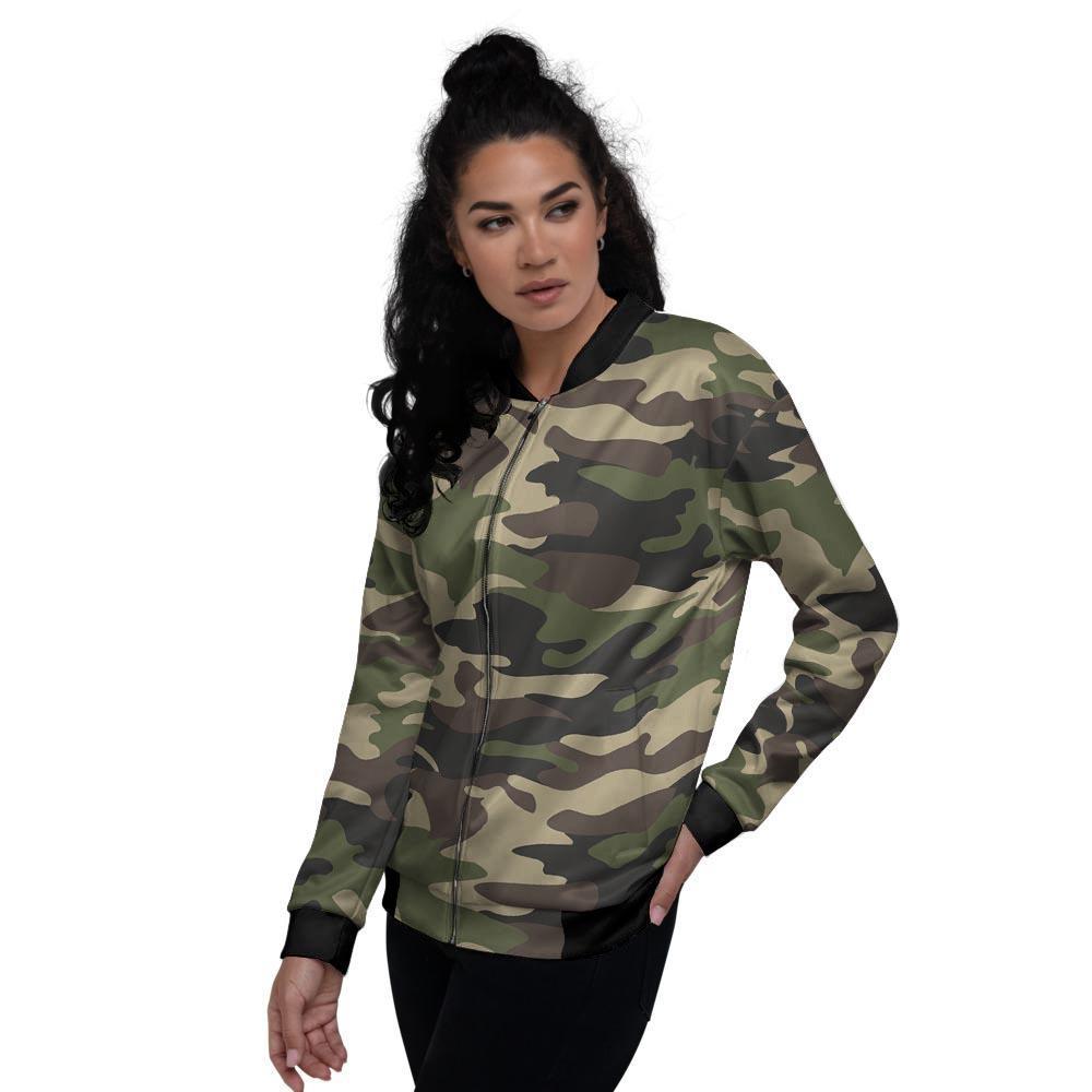 Camo Camouflage Print Women's Bomber Jacket-grizzshop