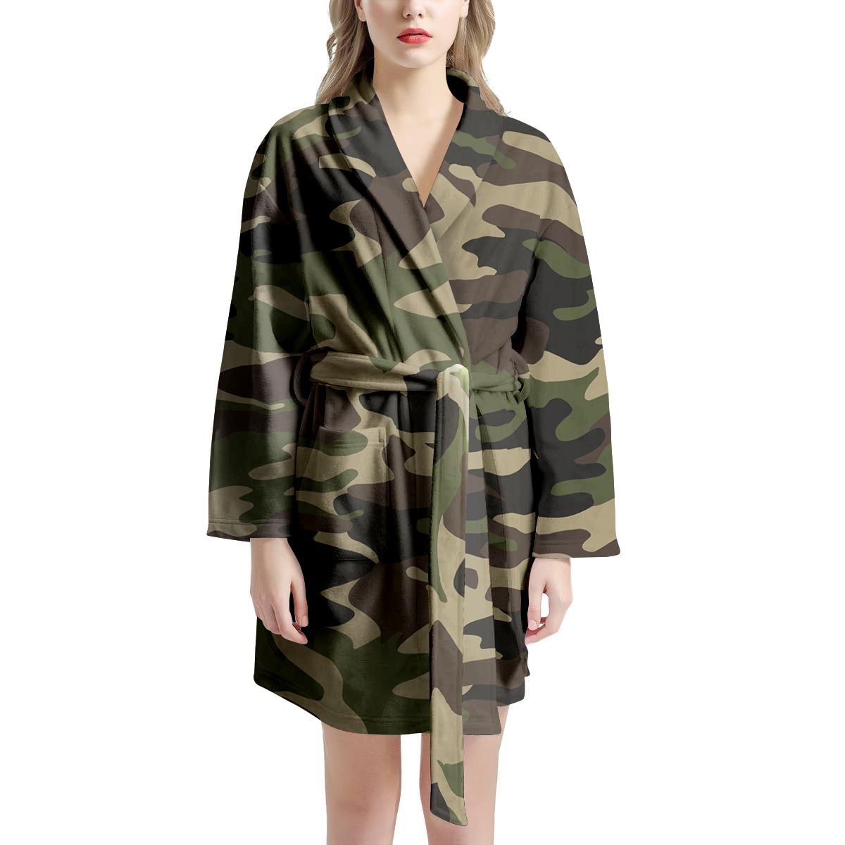 Camo Camouflage Print Women's Robe-grizzshop