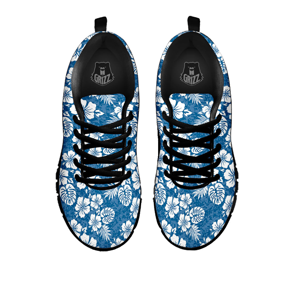 Camo Flower Aloha Hawaiian Print Pattern Black Sneaker-grizzshop