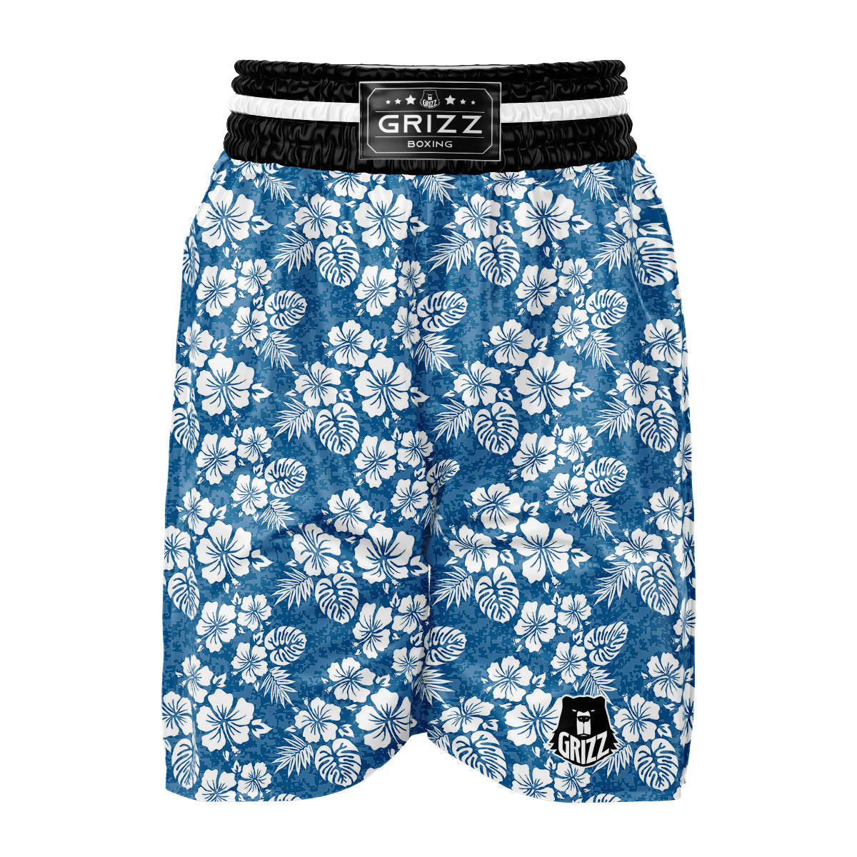 Camo Flower Aloha Hawaiian Print Pattern Boxing Shorts-grizzshop