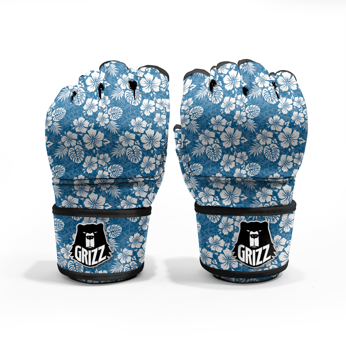 Camo Flower Aloha Hawaiian Print Pattern MMA Gloves-grizzshop