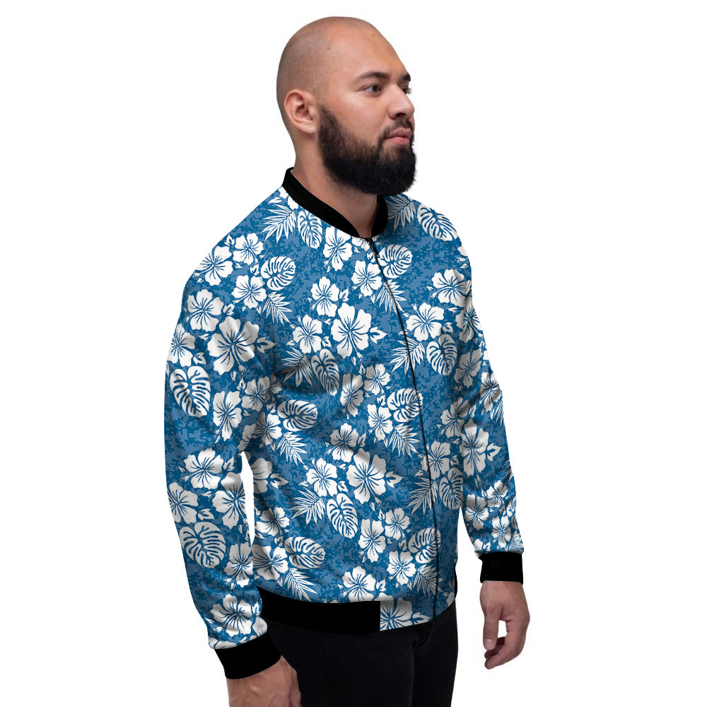 Camo Flower Aloha Hawaiian Print Pattern Men's Bomber Jacket-grizzshop